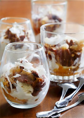 pecan nut - German Chocolate Sundaes in Glasses Foto de stock - Sin royalties Premium, Código: 659-06671665