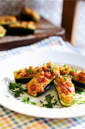 Stuffed courgettes Stock Photo - Premium Royalty-Free, Code: 659-06900885