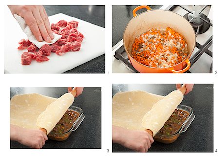 dabbing - Steps for Making Beef Pot Pie Stock Photo - Premium Royalty-Free, Code: 659-06901287