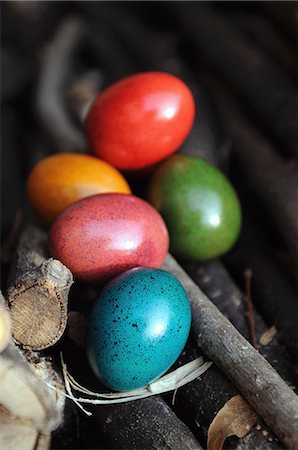 dyeing colorful pic - Coloured Easter eggs Stock Photo - Premium Royalty-Free, Code: 659-06901359