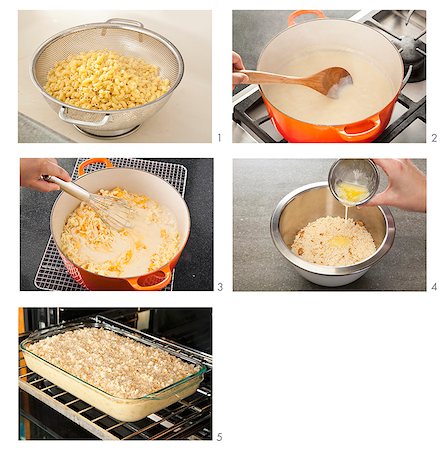simsearch:659-06901142,k - Steps for Making Baked Macaroni and Cheese Foto de stock - Sin royalties Premium, Código: 659-06901403