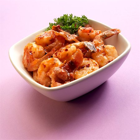 A Bowl of Shrimp in Sherry Sauce with Bacon Stock Photo - Premium Royalty-Free, Code: 659-06901549