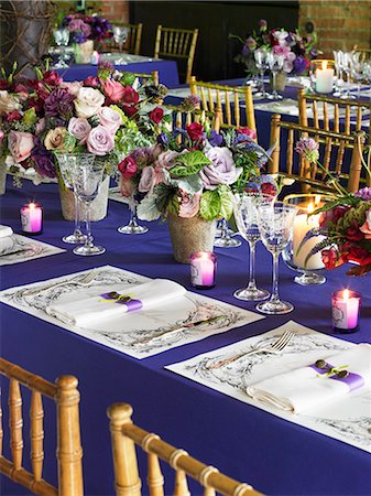 decor - Tables Set for a Wedding Reception Stock Photo - Premium Royalty-Free, Code: 659-06901598