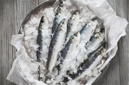 plato de papel - Raw sardines on ice Photographie de stock - Premium Libres de Droits, Code: 659-06902031