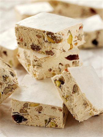 parchment - White nougat with nuts and dried fruit Stock Photo - Premium Royalty-Free, Code: 659-06902495