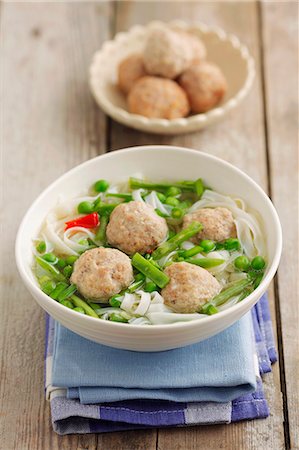 Soup with rice noodles and chicken meatballs Stock Photo - Premium Royalty-Free, Code: 659-06902533