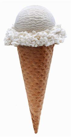 simsearch:659-06153198,k - Vanilla Ice Cream Cone on a White Background Stock Photo - Premium Royalty-Free, Code: 659-06903779