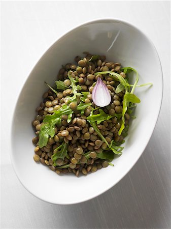 salad top view isolated - Lentil salad with rocket Stock Photo - Premium Royalty-Free, Code: 659-07026805