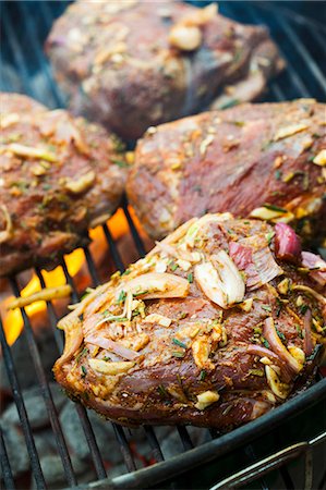 Marinated Lamb Meat on the Grill Stock Photo - Premium Royalty-Free, Code: 659-07026883