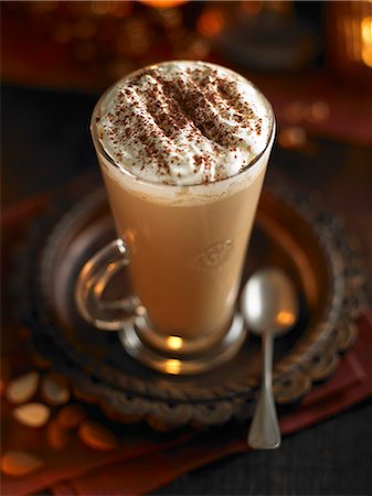 simsearch:659-08897178,k - Caffe latte topped with cream Stock Photo - Premium Royalty-Free, Code: 659-07026895