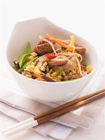 rice dish - Fried rice with pork and vegetables (Asia) Stock Photo - Premium Royalty-Free, Code: 659-07027242
