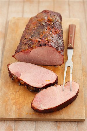 Cooked smoked ham with apricot glaze Stock Photo - Premium Royalty-Free, Code: 659-07027271