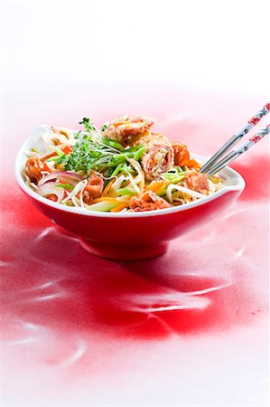 stir fry asian - Fried vegetables with ham and cress (Asia) Stock Photo - Premium Royalty-Free, Code: 659-07027487