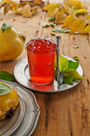 quince jelly - Quince jelly in a glass on a tin plate Stock Photo - Premium Royalty-Free, Code: 659-07027497