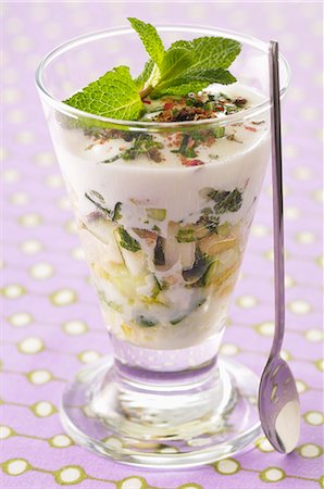 pepper mint - Savoury cucumber salad with pears, mint and pine nuts Stock Photo - Premium Royalty-Free, Code: 659-07027757