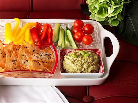 Crudités with edamame purée and sesame crackers Stock Photo - Premium Royalty-Free, Code: 659-07027828