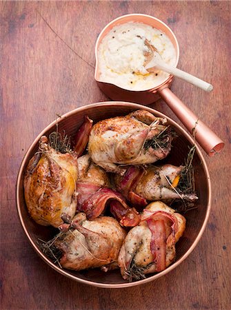 Stuffed partridges wrapped in bacon Stock Photo - Premium Royalty-Free, Code: 659-07028735