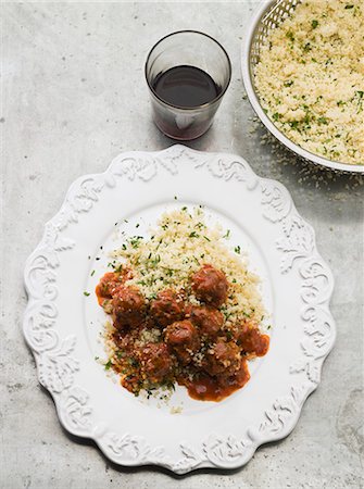 simsearch:659-06151885,k - Spiced meatballs with couscous Stock Photo - Premium Royalty-Free, Code: 659-07029059