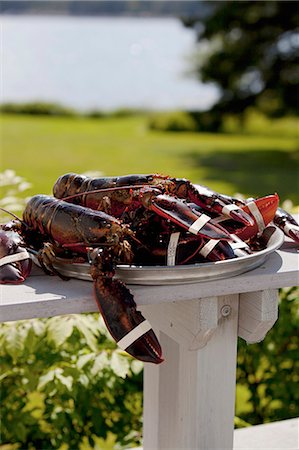 simsearch:659-07068547,k - Fresh Lobsters on a Platter Outdoors Photographie de stock - Premium Libres de Droits, Code: 659-07068547