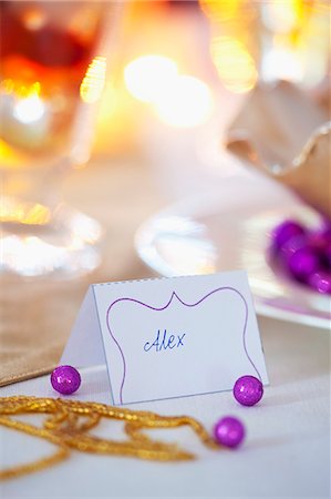 Name plate for a New Year's dinner Photographie de stock - Premium Libres de Droits, Code: 659-07068842