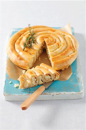 eastern european cuisine - Burek (flatbread with cheese filling, Bosnia and Herzegovina) Stock Photo - Premium Royalty-Free, Code: 659-07069069