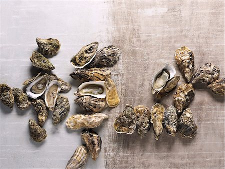 raw oyster - Assorted types of oyster (view from above) Stock Photo - Premium Royalty-Free, Code: 659-07069419