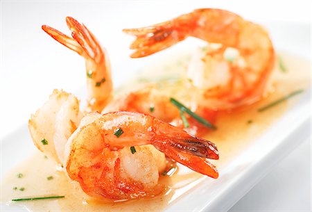 Prawns with honey and ginger sauce Foto de stock - Sin royalties Premium, Código: 659-07069679