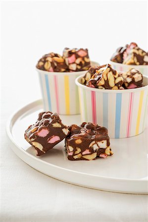 sweets - Rocky road fudge (chocolate fudge with marshmallows) Stock Photo - Premium Royalty-Free, Code: 659-07069853