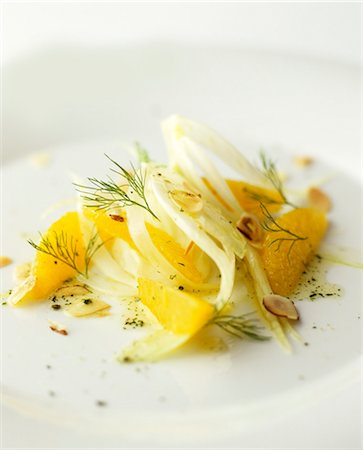 fennel salad - Fennel salad with orange segments and hazelnuts Stock Photo - Premium Royalty-Free, Code: 659-07597676