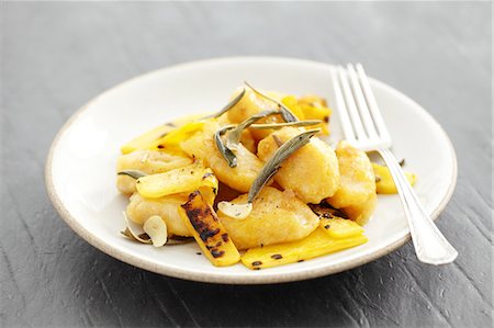 simsearch:659-07610227,k - Squash gnocchi with butter, sage and grilled squash Stock Photo - Premium Royalty-Free, Code: 659-07597829