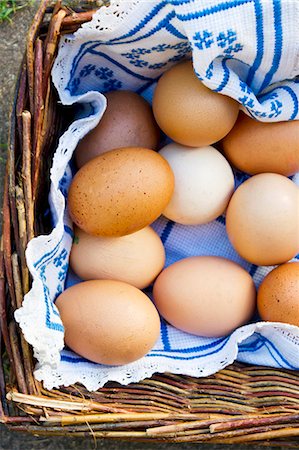 egg still life - Brown hen's eggs in a basket (view from above) Stock Photo - Premium Royalty-Free, Code: 659-07598054
