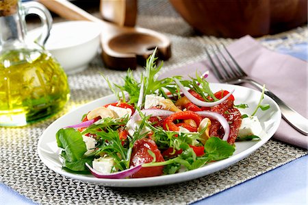 summer salad - Tomato salad with peppers and feta Stock Photo - Premium Royalty-Free, Code: 659-07598292