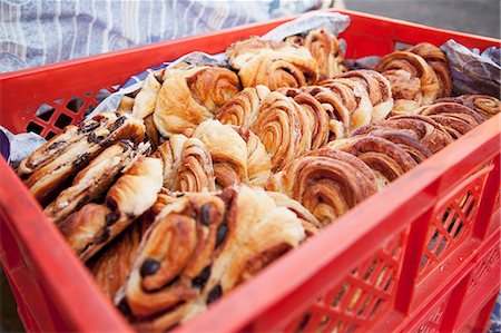 simsearch:659-08419691,k - A crate of Danish pastries at a bakery Stock Photo - Premium Royalty-Free, Code: 659-07599199