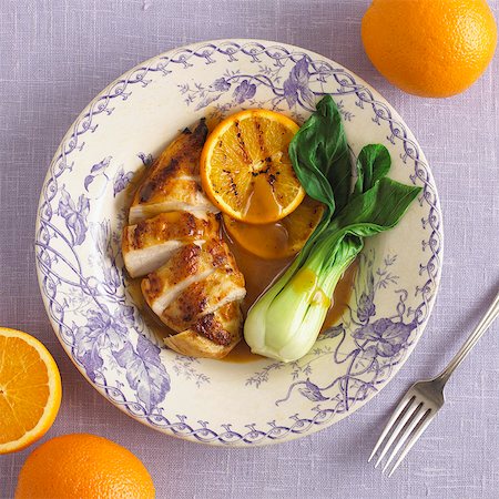 poulet - Chicken breast with orange sauce and pak choi Stock Photo - Premium Royalty-Free, Code: 659-07599279