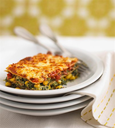 simsearch:659-06151520,k - Lasagne made with spinach and sweetcorn Stock Photo - Premium Royalty-Free, Code: 659-07599358