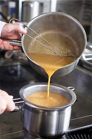 pouring - preparation of the sauce for a typical Czech dish called Svickova Stock Photo - Premium Royalty-Free, Code: 659-07609965