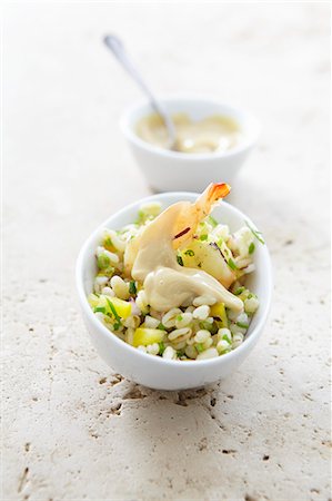 A wheat salad with prawns and aioli Stock Photo - Premium Royalty-Free, Code: 659-07610094