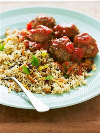 simsearch:659-06902532,k - Meatballs in tomato sauce with pilau rice Stock Photo - Premium Royalty-Free, Code: 659-07610254