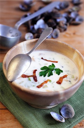 Clam chowder with bacon (USA) Stock Photo - Premium Royalty-Free, Code: 659-07738927