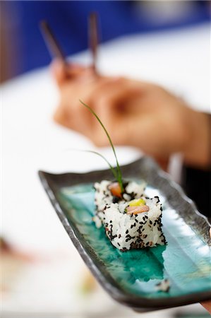 sushi restaurant - Sushi in a restaurant Stock Photo - Premium Royalty-Free, Code: 659-07738957