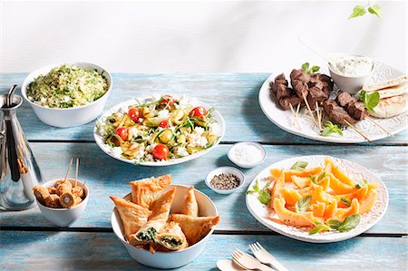 Various summery dishes on a buffet Stock Photo - Premium Royalty-Free, Code: 659-07739266