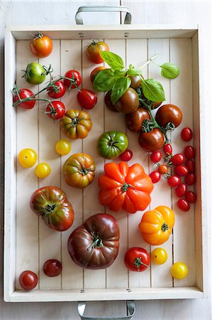 fresh ingredients top view - Various varieties of tomatoes Stock Photo - Premium Royalty-Free, Code: 659-07739738