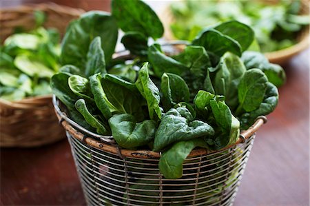 simsearch:659-07598505,k - Fresh young spinach in sieve Photographie de stock - Premium Libres de Droits, Code: 659-07958809
