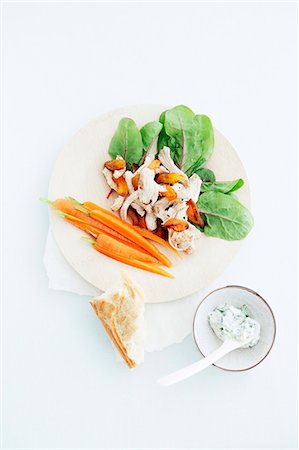 salad top view isolated - Chicken salad with roasted apricots and carrots Stock Photo - Premium Royalty-Free, Code: 659-07959062