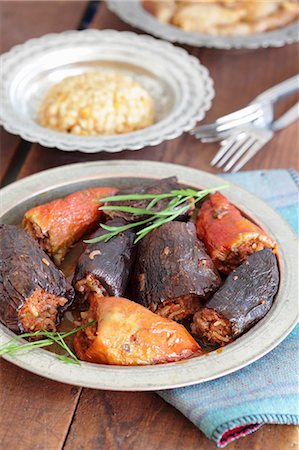 Stuffed peppers and aubergines with pilau (Turkey) Stock Photo - Premium Royalty-Free, Code: 659-07959751