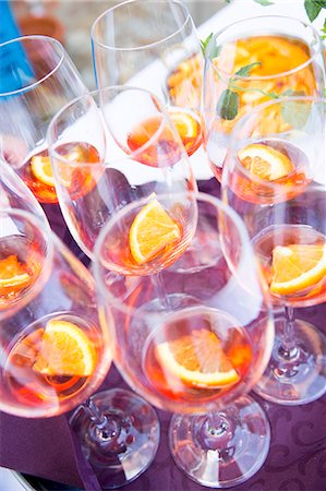 summer drink nobody - Aperol in wine glasses Stock Photo - Premium Royalty-Free, Code: 659-08147002