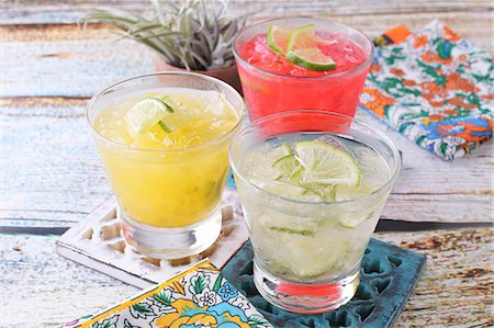 Three different fruity margaritas (Mexico) Stock Photo - Premium Royalty-Free, Code: 659-08147167