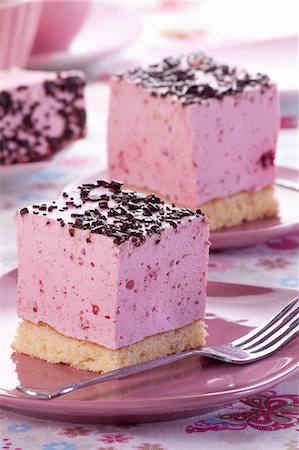 strawberry mousse - Two slices of strawberry mousse cake Stock Photo - Premium Royalty-Free, Code: 659-08147578