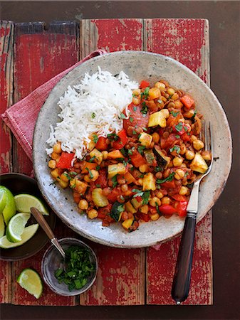 Vegetarian lentil chilli with rice Stock Photo - Premium Royalty-Free, Code: 659-08147699