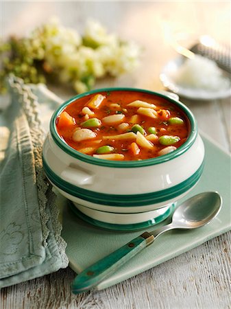 southern french - Vegetable soup with pistou (Provence, France) Stock Photo - Premium Royalty-Free, Code: 659-08147811